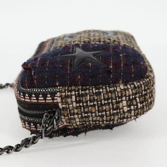 CHANEL Chain Shoulder Bag Tweed Black CC Auth - Picture 3 of 16